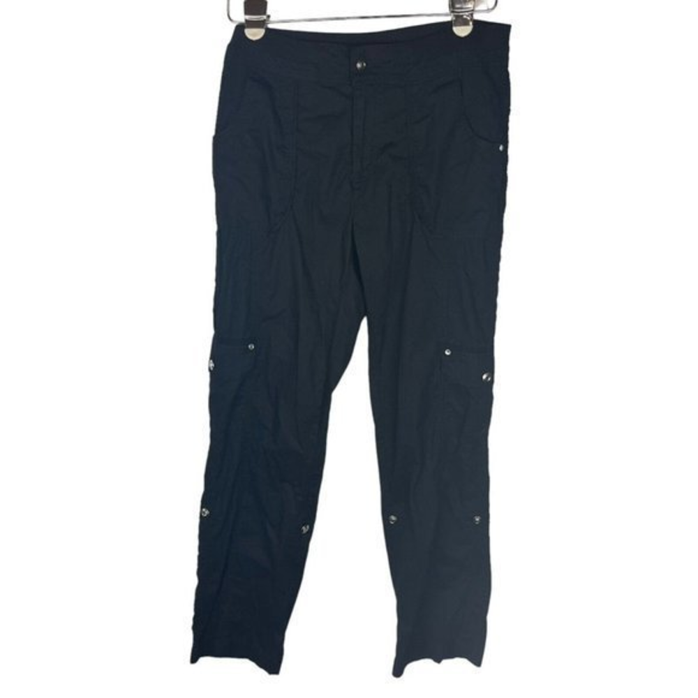 Laura Ashley Black Cargo Pants with Rhinestone Button Detailing Women's Size‎ 4
